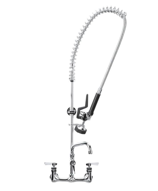 Encore 8" OC Deck Mount Commercial Duty Pre-Rinse Assembly with 8" Add-on Faucet and Wall Bracket