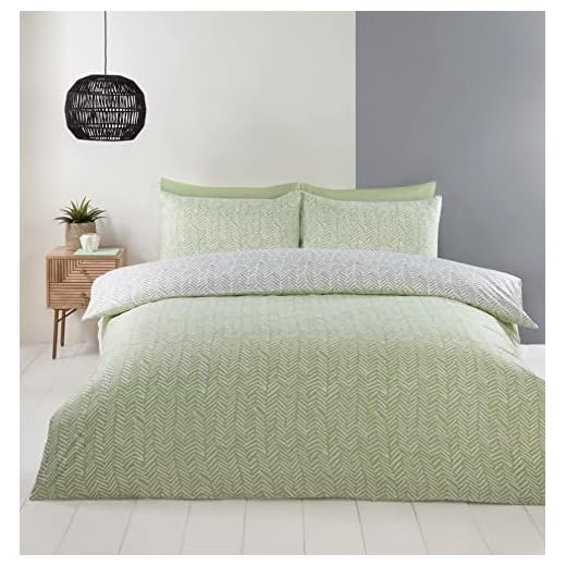 Rapport Home Helston Green & Grey Striped Reversible Duvet Cover Set - Double Size Microfibre Bedding with Pillowcases - Soft, Easy Care & Modern Design