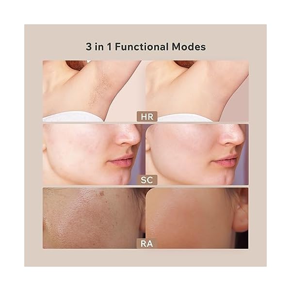 IPL Geräte Haarentfernung Laser mit Berührbare LCD-Anzeige, 9 Energiestufen, 3 Erweiterte Funktionen HR/SC/RA, 999,999 Lichtimpulse, Haarentfernung Laser für Männer, Frauen, Achseln, Beine, Körper – Bild 4