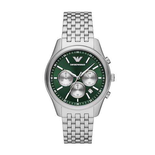 Emporio Armani Mens Chronograph Silver Stainless Steel Bracelet Watch (Model: AR11581)