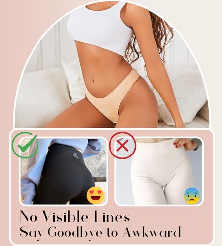 Image of CUTE BYTE Cotton Thongs for Women 6 Pack Breathable Soft Underwear Panties
