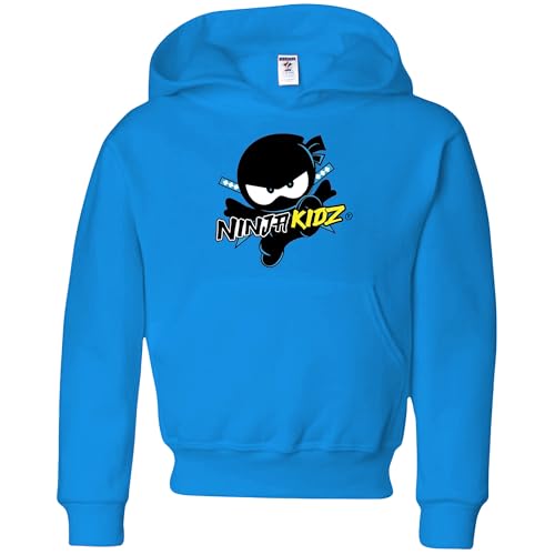 Ninja Kidz Official Original Logo Boys Pullover Hoodie, Dress your Ninja Kids in Cool Kids Clothes, Ninja Sweatshirt Merch & Boys Sweaters, Royal Blue Hoodie, Size Youth Small