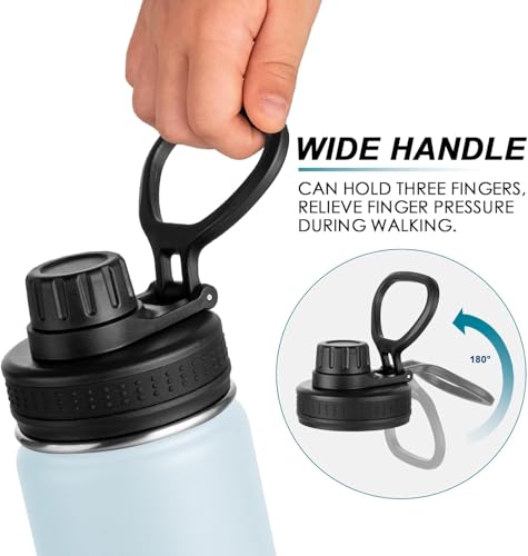 Image of koodee Insulated Water Bottle, 32 oz Stainless Steel Double Wall Vacuum Wide Mouth Sport Bottle with Leakproof Spout Lid (Bby Blue)