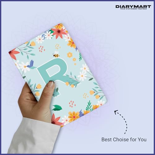 Image of Initial R Premium Soft Bound Notebook Diary for Girls and Women (B6, 90 GSM, 160 Ruled Pages) Floral Design Notebook Journal Diary