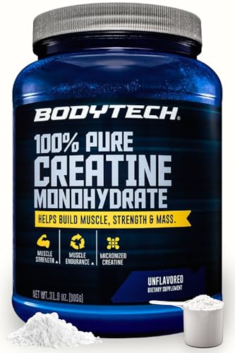 BodyTech 100% Pure Creatine Monohydrate 5 GM - Unflavored (32 oz Powder) by BodyTech