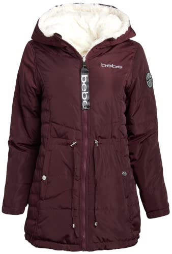 Bebe Women's Winter Coat – Reversible Faux Fur Lined Anorak Parka Puffer Jacket (S-Xl), Size Large, Cranberry #TOP13