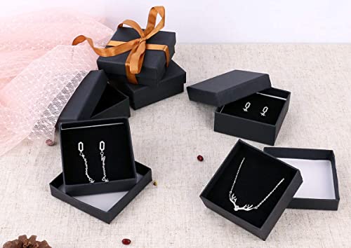 Dedoot Kraft Jewelry Boxes, Pack Of 30 Square Cardboard Jewelry Gift Box 2.8X2.8X1.2 Inch Small Necklace Ring Earring Kraft Box For Jewelry Set With Velvet Cushion, Black #TOP3