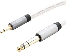 Cabo P2 Stereo 3.5mm para P10 Stereo 6.35mm TRS fio para fone de ouvido headphone Cabos & Plugs (branco, 150cm)