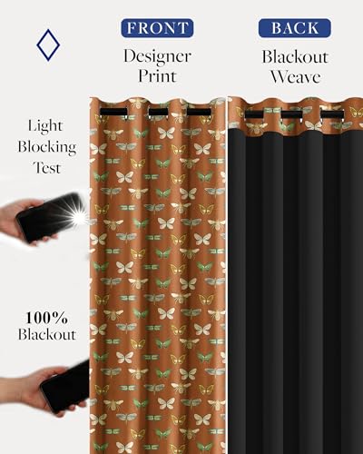 Image of Cloth Fusion Printed 100% Blackout Long Door Curtains 9 Feet Set of 2