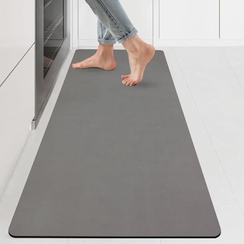 Image of SITTELLA 120x50 cm Rectangular Anti-Skid Rubber Kitchen Mat Set - 3.5mm Thick Water Absorbent Carpet Floor Rug for Kitchen & Home Use, Grey