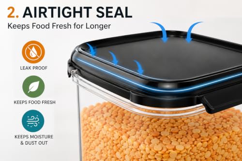Image of Airtight Plastic Square Container Set for Kitchen Storage Masala Box,Fridge & Pantry Storage,Dishwasher Safe,pulses, cereals,dry fruits,coffee Unbreakable & Space-Saving | (Pack 10-1500 ml)