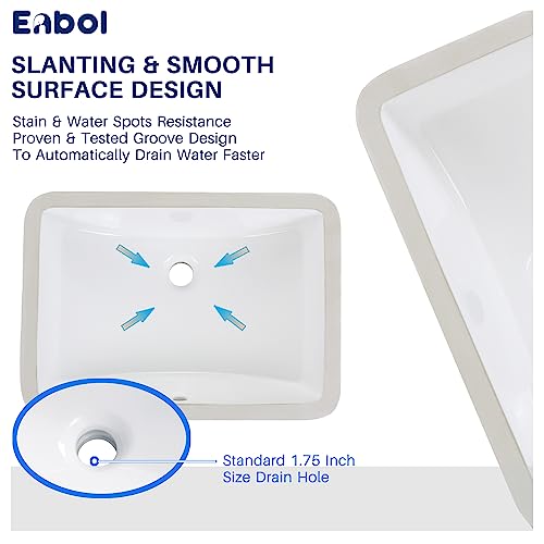 Enbol Bathroom Undermount Sink White Rectangular Ceramic Sink For Bathroom With Overflow - Ecu1812 #TOP2