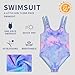 KAKU NANU Girls Swimsuit One Piece Bathing Suit Summer Colourful Off Shoulder Swimwear for Beach Sport (Tie-dye,10 Years)