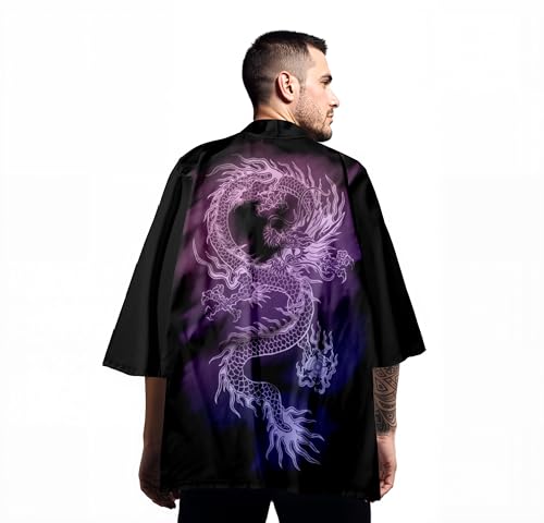 Image of Women's and Men Kimono Cardigan Japanese Long Sleeves Lightweight Open Front Coat Tops