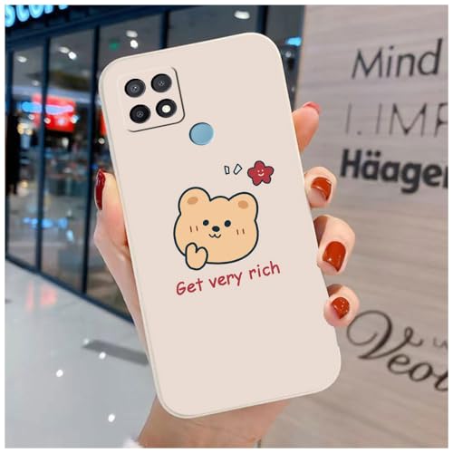 Bonita Funda Compatible con OPPO A15/OPPO A15S - Cómoda Case TPU Suave Gato Oso Dibujos Animales Cover