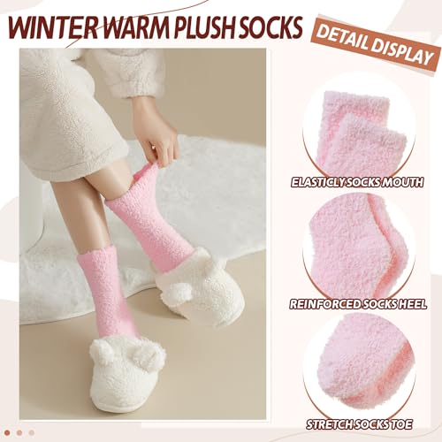 Womens Fuzzy Socks Warm Fluffy Winter Cozy Thick Plush Microfiber Slipper Soft Home Sleeping Socks 5 Pairs4