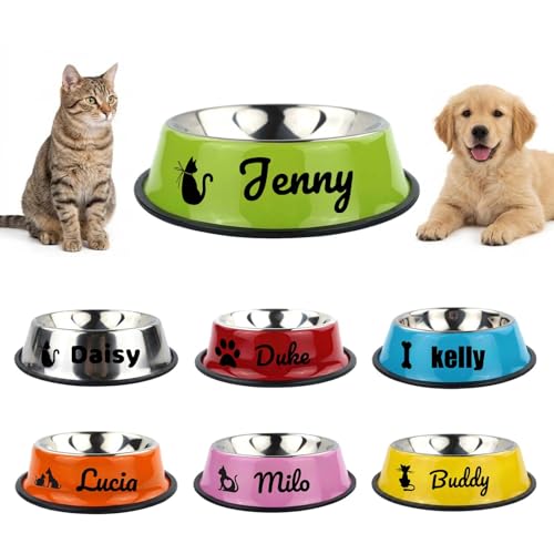 Ciotola per cani personalizzata | Ciotola personalizzata per animali domestici con foto/nome/logo | Diverse confezioni per acqua e cibo | Adatto a cani e gatti (Logo e stile del nome)