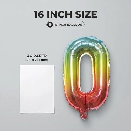Image of Number 10 Balloon Foil Mylar Balloons for Birthday Party Decoration (Rainbow, 16 Inch)