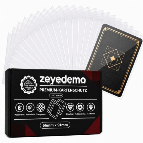 zeyedemo 1200 fundas transparentes para tarjetas de 66 x 91 mm, estándar, blandas, impermeables, de polipropileno (PP) para tarjetas MTG, tarjetas coleccionables, tarjetas deportivas