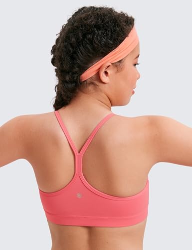 Image of CRZ YOGA Girls Butterluxe Y Back Sports Bra | Light Support, Removable Pads, Yoga, Athletic, Extremely Soft, Scoop Neck, Spaghetti Straps, for Teen
