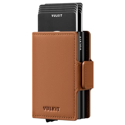 Image of VULKIT Credit Card Holder RFID Blocking Leather Automatic Pop Up Wallet Magnetic Wallet Double Card Case for Men and Women