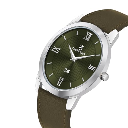 Image of TIMEWEAR Analog Slim Two Hands Leather Strap Watch for Men
