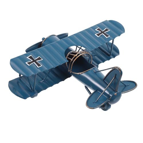 POPETPOP 復古鉄製飛行機模型 ヴィンテージアイアンビプレーン 飾り インテリア装飾 誕生日パーティー用 飛行機フィギュア レトロ航空機オー