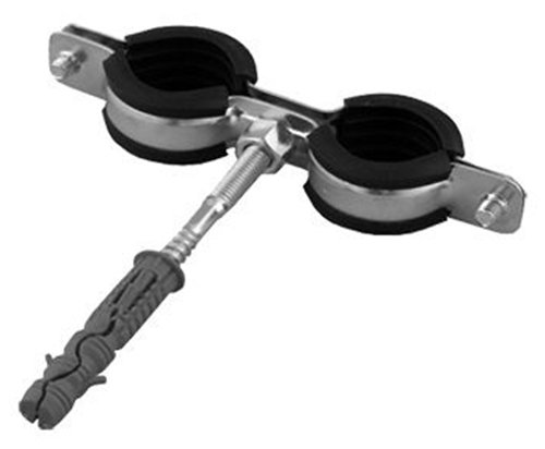 Markenlos 10x Doppel Rohrschelle/Rohrschellen Set mit Dübel + Stockschraube / 10 Stück (3/8" / 15-18mm)