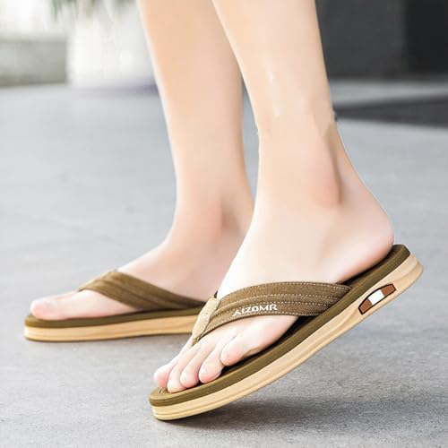 Image of Mens Flip Flops Thong Sandals Lightweight Comfortable Summer Beach Slides Soft Cushion Footbed Open Toe Slippers for Pool Showers Dorms Water Friendly Indoor and Outdoor