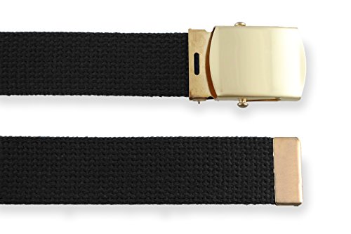 Thomas Bates Canvas Military Cargo Belt with Brass Buckle - Durable Cotton Webbing - Casual, Outdoors, Golf – Trim-to-Fit4