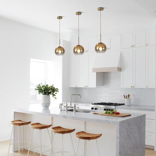 Image of 2 Pack Amber Glass Shades Globes, Glass Lamp Shade Covers Replacements, 1.65 In Fitter 5.1 In Height 5.9 In Diameter Lampshades for Light Fixtures Chandelier Wall Sconces Pendant Lights