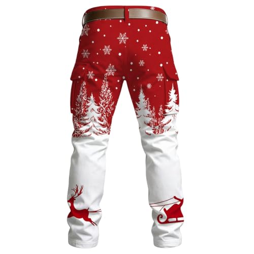 Men's Christmas Cargo Pants Relaxed Fit Straight Leg Hiking Workout Trouser - image 6