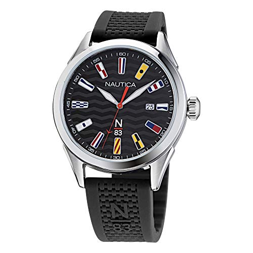 Nautica Men's Quartz Silicone Strap, Black, 20 Casual Watch (Model: NAPHBF004)