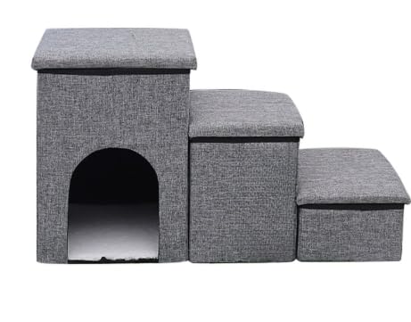 犬用ステップ ソファはしご 犬用階段 ペット用階段 犬小屋 ペット用はしご 小型犬用 折りたたみ式収納 ペット用おもちゃ収納 収納ボックス 取り外し可能で丈夫な介護用品 高齢犬用 登山用滑り止め ペット用品 (73*32.5*43cm,剣麻款は持っていませ