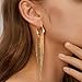 Tassel Earrings for Women, 14k Gold-Plated Large Tassel Dangle Hypoallergenic Long Chain for Prom, Trendy Fashion Jewelry for Womens & Gift