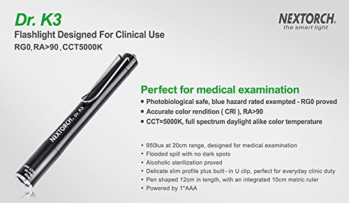 Nextorch Drk3 Dr. K3 Penlight Flashlight For Clinical Use Nursing Doctor Black Color #TOP2
