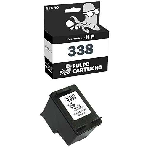 Pulpo Cartucho   Cartucho de Tinta 338 Negro Compatible con HP 338 / Ref. C8765EE   Valido para Impresoras DeskJet, OfficeJet, OfficeJet K, PhotoSmart, PhotoSmart C, Pro B