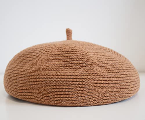 French Style Beret Hat For Women Winter Fall Knit Artist Hats Classic Solid Color Beanie Hat (Camel) #TOP2