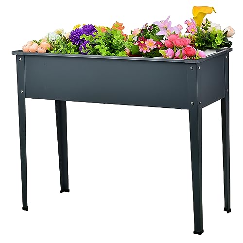 Preisvergleich Produktbild Hochbeet Pflanzkübel Beet mit Ablauföffnung 0,6mm Stahl VERZINKT pulverbeschichtet anthrazit 100x80x30cm oder 60x80x30cm (100x80x30cm)