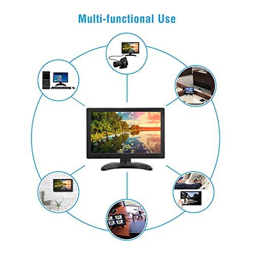 Topiacam 12 Inch Small Hdmi Monitor, 1366X768 Portable Mini Computer Monitor Security Camera Monitor Screen Lcd Display W/Speaker, Hdmi Vga Av Port For Pc Security Cctv System Raspberry Pi #TOP5