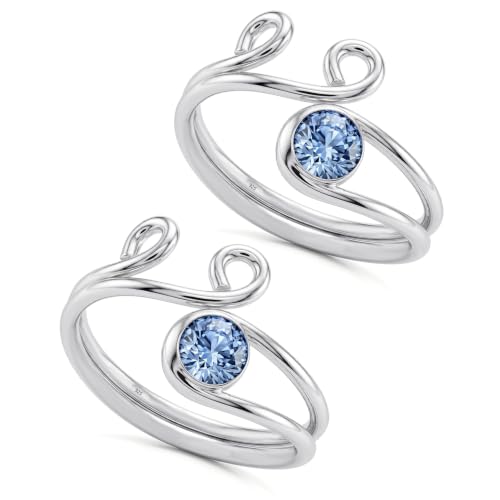 Image of TRUESILVER ACPL 925 Sterling Silver Toe Rings for Women (Adjustable) BIS Hallmarked Multi-Design Bichiya | Pure Chandi Foot Jewelry | Gift for Mom, Anniversary, Birthday