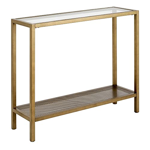 Henn&Hart 36" Wide Rectangular Console Table In Brass, Entryway Table, Accent Table For Living Room, Hallway #TOP7