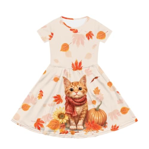 Image of Short Sleeve Dress for Girls with Pockets Cute Toddler Girl Clothes Summer 2-12