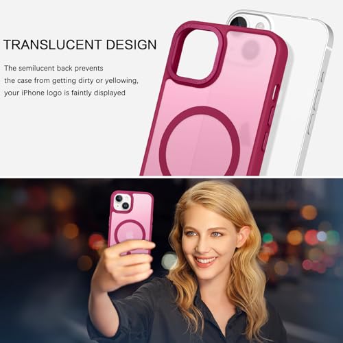 Image of BENTOBEN Magnetic for iPhone 13 Case & iPhone 14 Case [Compatible with Magsafe] Translucent Matte Phone Case iPhone 13 /14 Slim Shockproof Women Men Girl Protective Cover for iPhone 13 /14, Plum Red