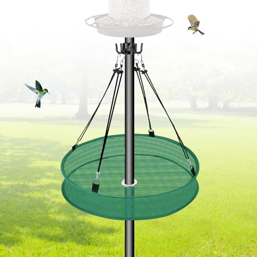 Lettry 20'' Bird Seed Catcher Tray for Pole Mounted Bird Feeder, Birdseed Hoop with Holes Fits 1'' Pole for Birds Feeders Outdoors, Backyard, Garden (1)