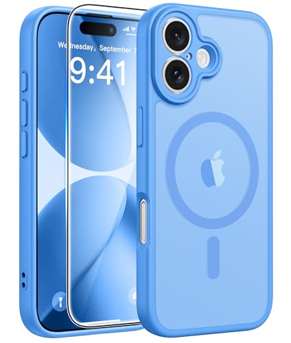 Image of FNTCASE for iPhone 17 Case: [Compatible with Magsafe] Translucent Matte Cases with [Full Camera Protection] [Screen Protector] Military Grade Shockproof Protective Phone Cover - Ice Blue