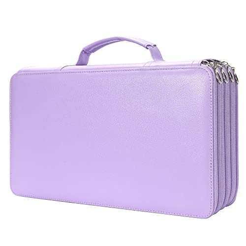 Image of Vomgomfom 300 Slots Marker Case 4-Layer PU Leather, Handle, Purple
