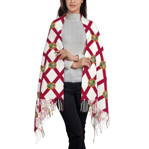 Florida State Flag print Oversized winter tassel shawl Scarf Fashion tassel shawl with styling3