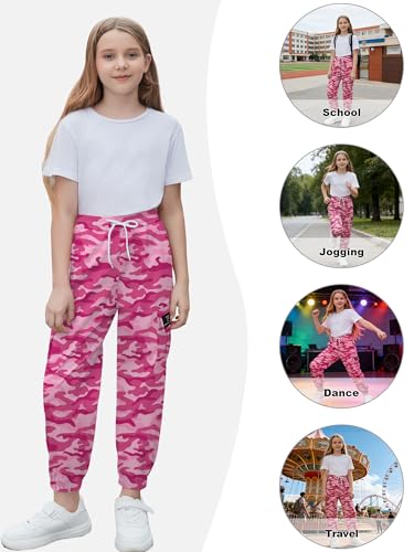 Image of Cromoncent Girls & Womens Camo Print Cargo Pants Outdoor Lightweight Jogger Baggy Pants, 6 Years - XX-Large