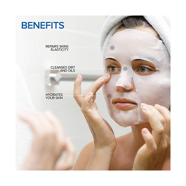 AZURE-Hyaluronic-Acid-Retinol-Anti-Aging-Sheet-Face-Mask-Hydrating-Toning-Rejuvenating-Helps-Reduce-Fine-Lines-Wrinkles-Smooths-Repairs-Elasticity-Made-in-Korea-5-Pack AZURE Hyaluronic Acid & Retinol Anti Aging Facial Mask - Dermatologist Tested - Rejuvenating & Hydrating Face Mask - Helps Reduce Fine Lines & Wrinkles, Smooths & Repairs - Korean Skin Care - 5 Pack